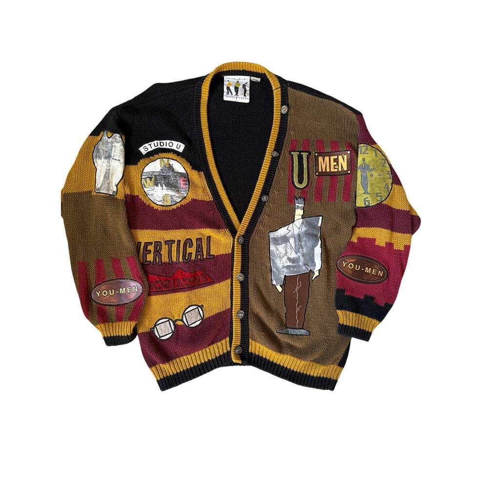 Vintage Men Sweaters Cardigan - Black, Brown, Maroon, Mustard